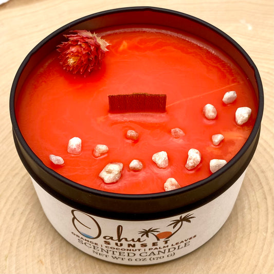 Oahu Sunset: Orange, Coconut & Palm Leaves Scented Candle