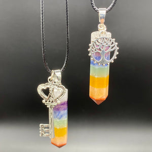 Chakra Crystal Pendant Necklace w/ Charm