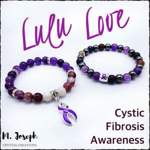 Lulu Love - Cystic Fibrosis Awareness: Amethyst, Cacoxenite & Morganite/Hematite Bracelet