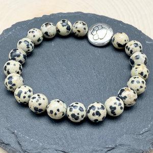 Best Friend: Dalmatian Jasper w/ Paw Print Bracelet