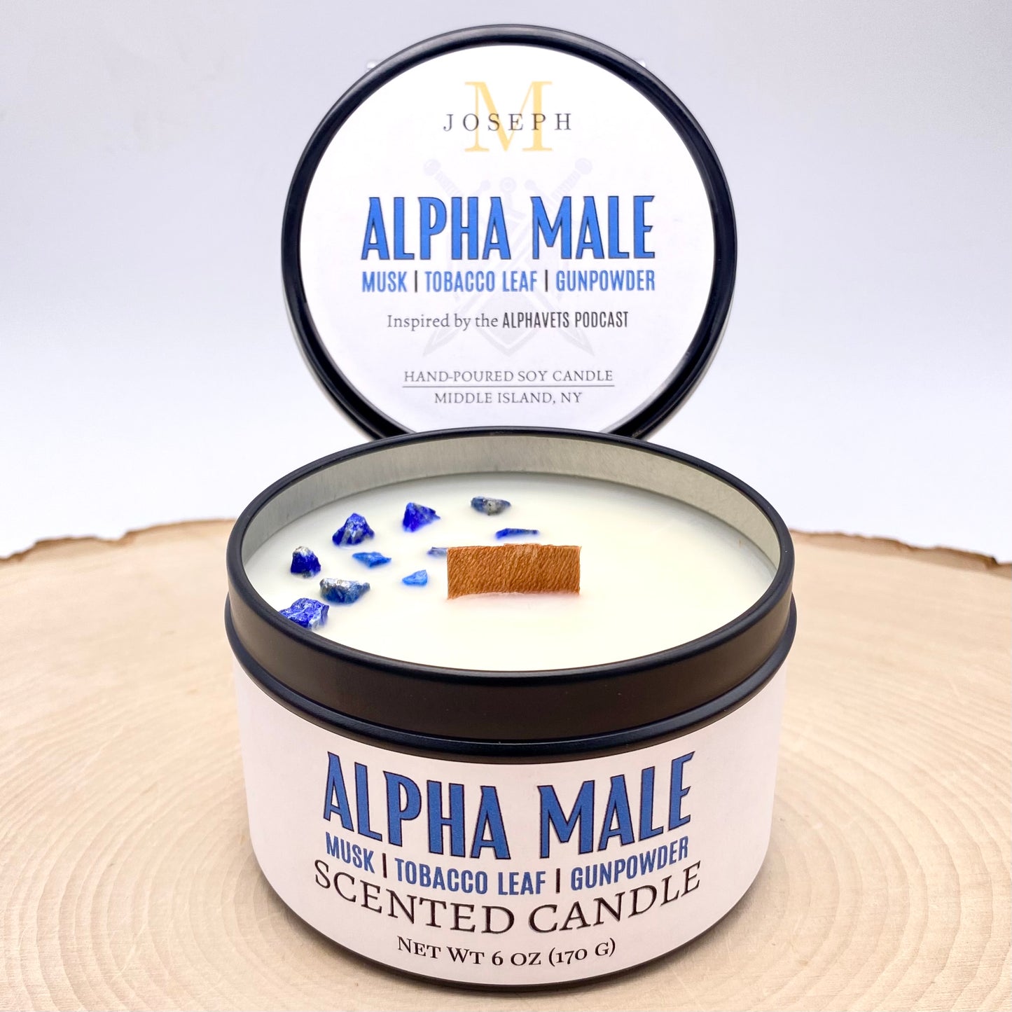 Alpha Male: Musk, Tobacco Leaf & Gunpowder Scented Candle