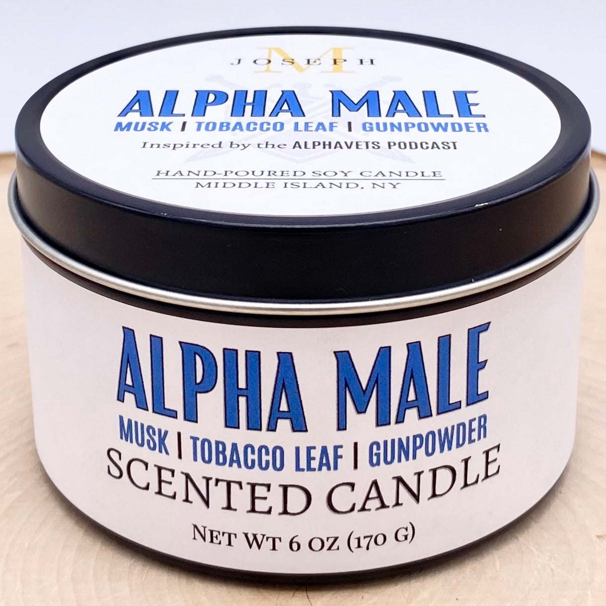 Alpha Male: Musk, Tobacco Leaf & Gunpowder Scented Candle