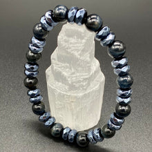 Load image into Gallery viewer, Aegean Tiger Claw: AB-Plated Onyx &amp; Blue Tiger Eye Bracelet
