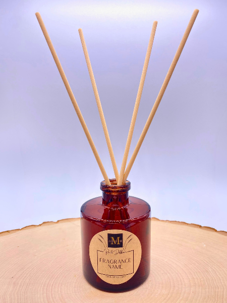 Amber Round Reed Diffuser: Tan Reeds