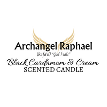 Load image into Gallery viewer, Archangel Raphael Candle (6 oz. net wt.): Black Cardamom &amp; Cream
