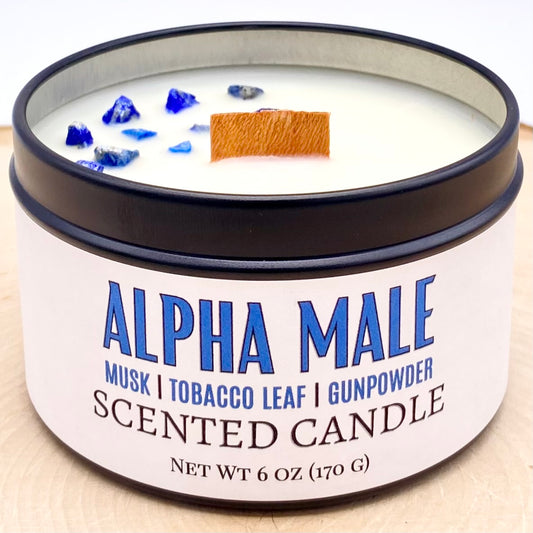 Alpha Male: Musk, Tobacco Leaf & Gunpowder Scented Candle