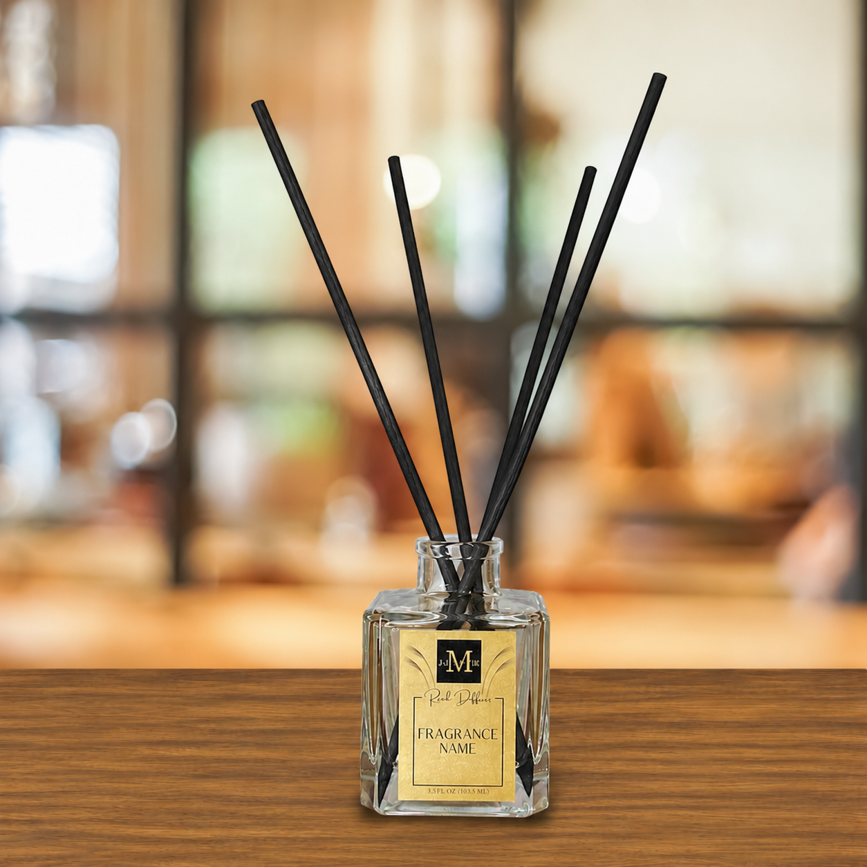 Clear Cube Reed Diffuser: Black Reeds