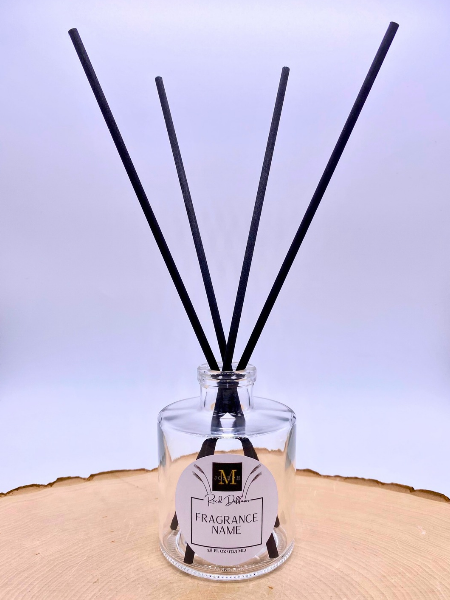 Clear Round Reed Diffuser: Black Reeds