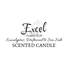 Load image into Gallery viewer, Excel Prayer Candle (6 oz. net wt.): Eucalyptus, Driftwood &amp; Sea Salt
