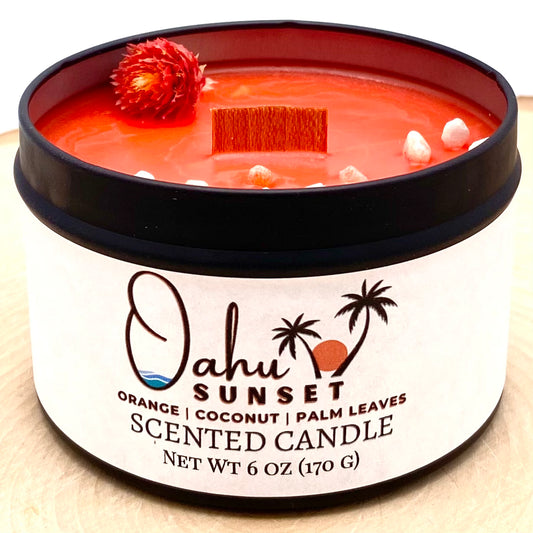 Oahu Sunset: Orange, Coconut & Palm Leaves Scented Candle