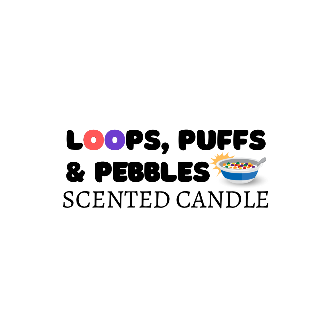 Loops, Puffs & Pebbles Scented Candle - logo