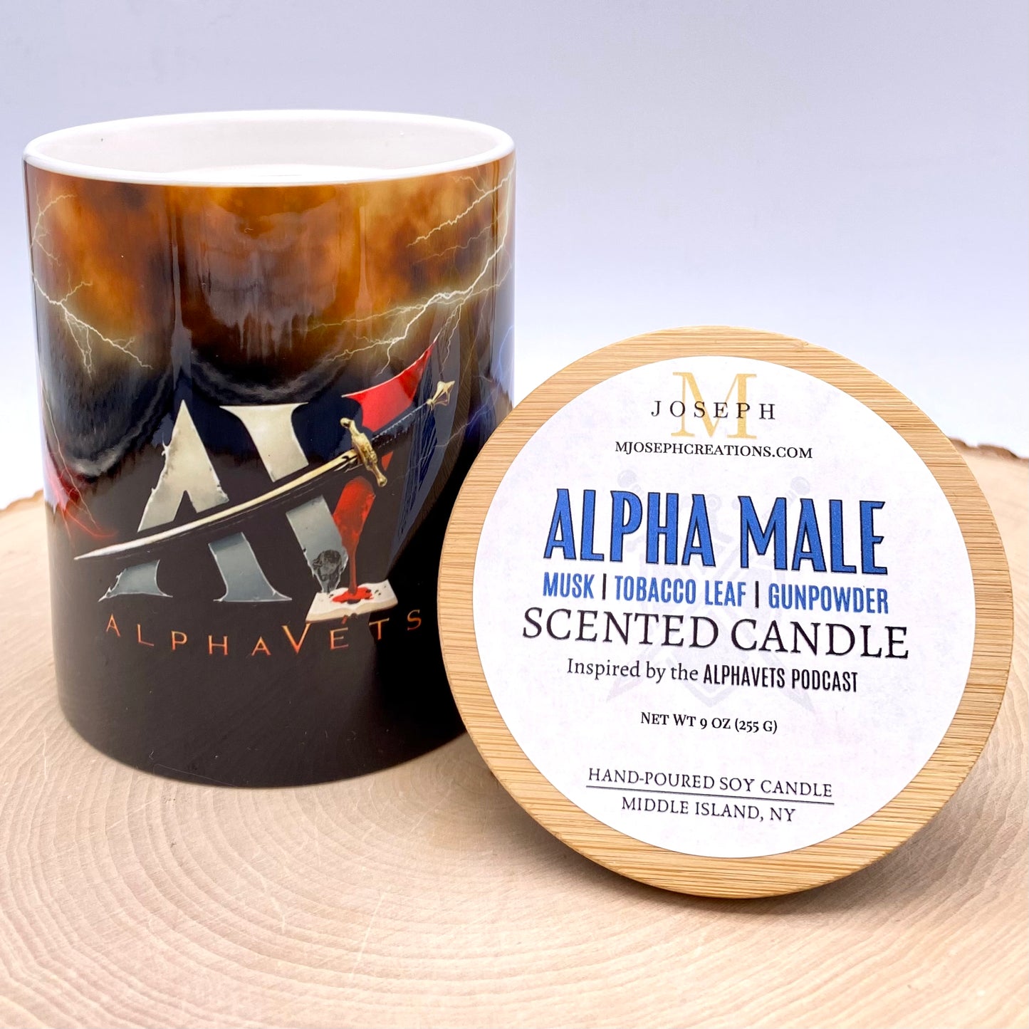Alpha Male: Musk, Tobacco Leaf & Gunpowder Scented Candle