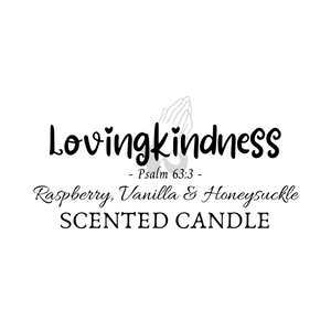 Lovingkindness Prayer Candle (6 oz. net wt.): Raspberry, Vanilla & Honeysuckle
