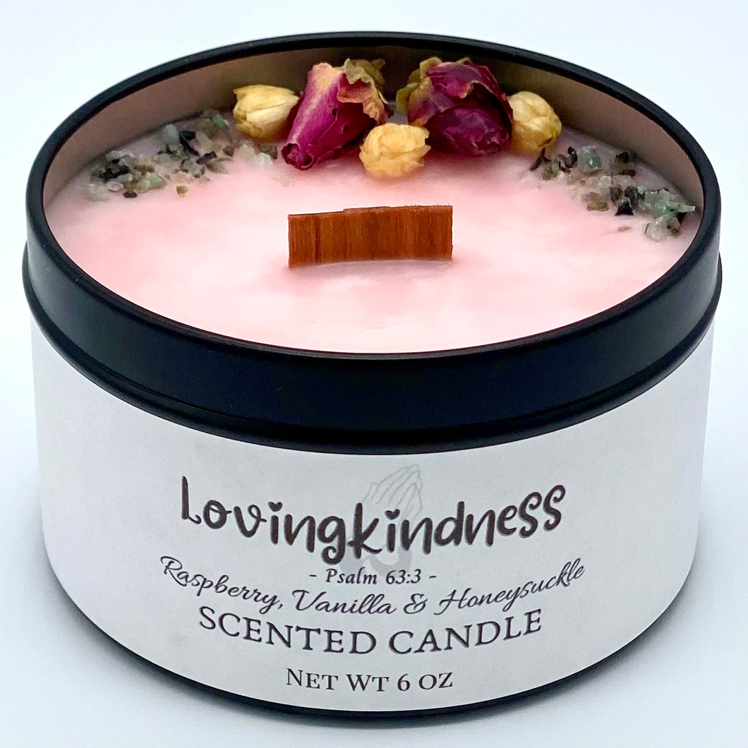Lovingkindness Prayer Candle (6 oz. net wt.): Raspberry, Vanilla & Honeysuckle