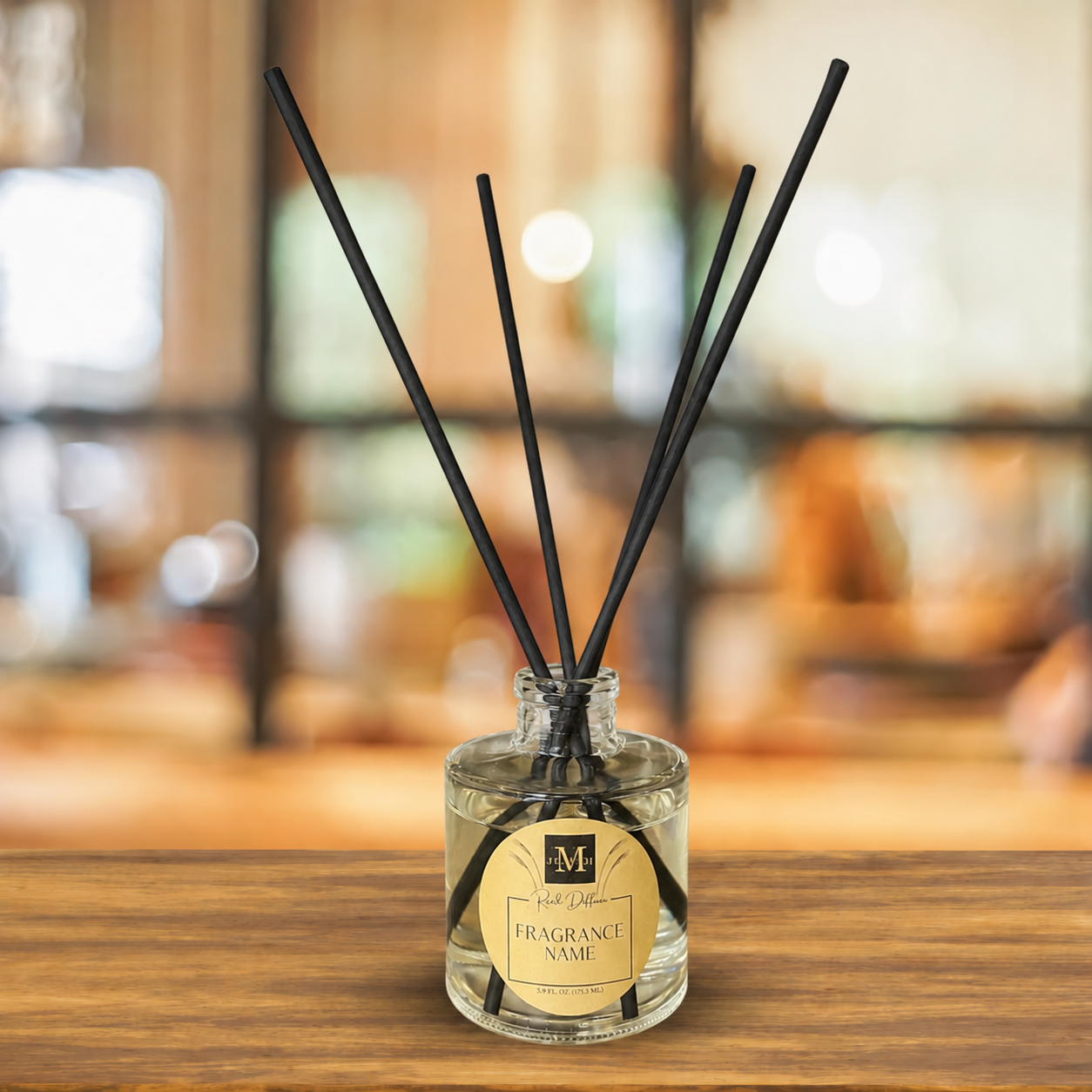 Clear Round Reed Diffuser: Black Reeds