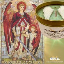 Load image into Gallery viewer, Archangel Raphael Scented Prayer Candle - social media copy
