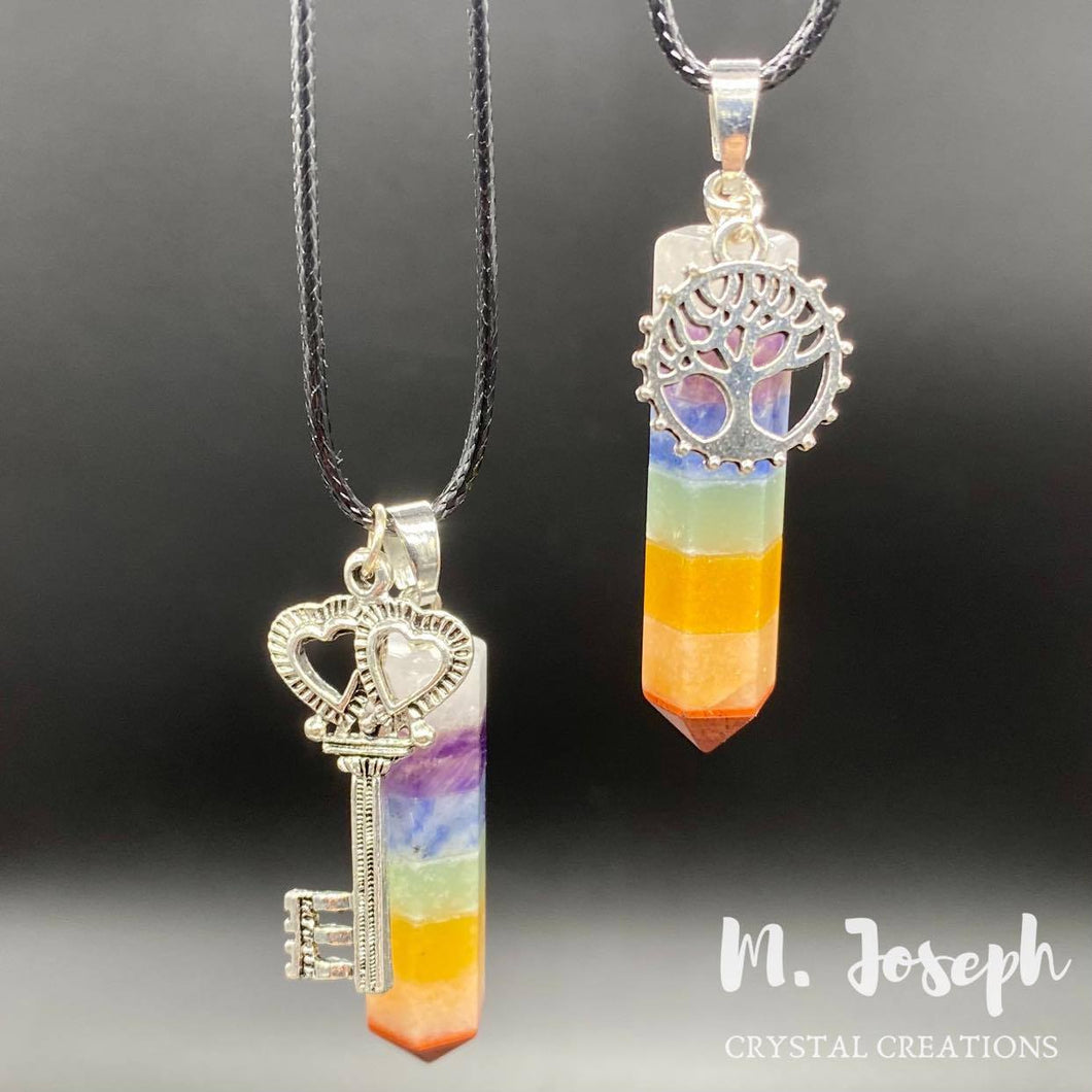 Chakra Crystal Pendant Necklace w/ Charm