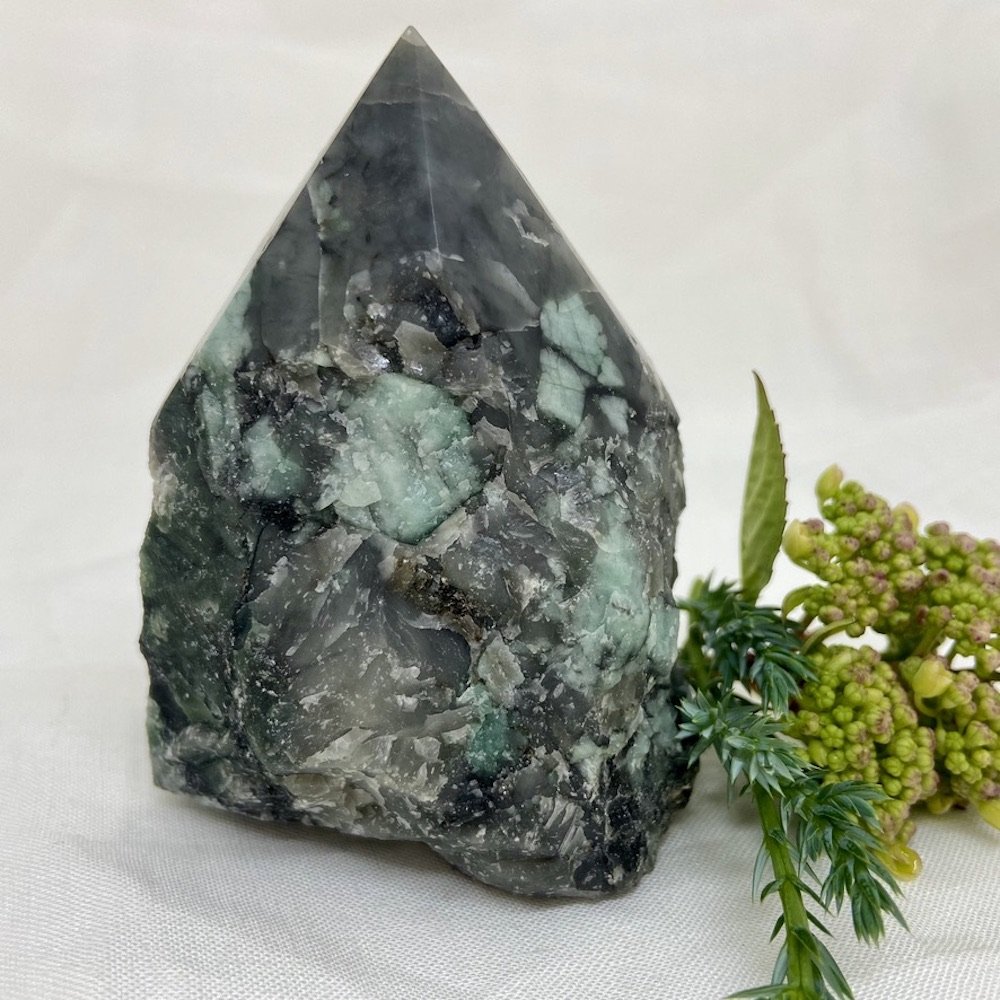 Emerald Semi-Polished Crystal Point