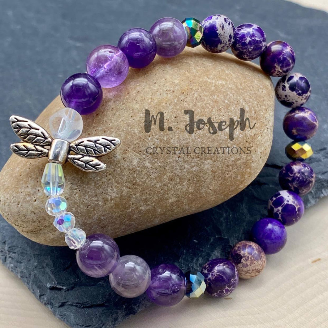 Goddess of Dreams: Transition into the spiritual, fearless being you were designed to be with this amethyst and purple jasper bracelet.