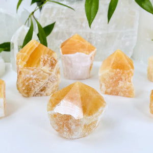 Orange Calcite Semi-Polished Crystal Point