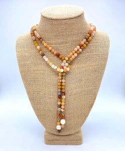 Rainbow Jade w/ Potato Pearls Lariat Necklace