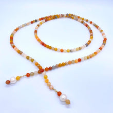 Load image into Gallery viewer, Rainbow Jade w/ Potato Pearls Lariat Necklace

