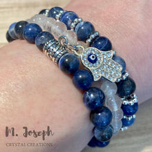 Load image into Gallery viewer, Talk to the Hand: Sodalite &amp; Snow Quartz w/ Fatima Hand Stack Bracelets
