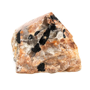 Tourmaline in Feldspar Semi-Polished Crystal Point