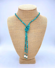 Load image into Gallery viewer, Hubei Turquoise w/ Potato Pearls Lariat Necklace

