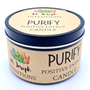 Purify: Positive Energy Candle by M. Joseph (6 oz. net wt.): Crystal Quartz, Black Tourmaline & Tiger Eye