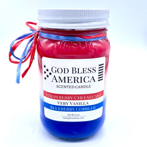 God Bless America Candle by M. Joseph (14 oz. net wt.): Sodalite & Clear Quartz