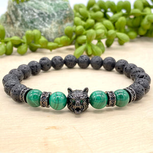 Wear-Wolf: Malachite & Lava Stone Bracelet