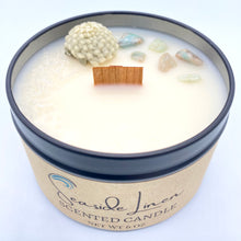 Load image into Gallery viewer, Seaside Linen Candle by M. Joseph (6 oz. net wt.): Amazonite &amp; Crystal Quartz
