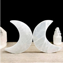 Load image into Gallery viewer, Selenite Crystal Plate - Moon Shaped Clearing/Charging Slice
