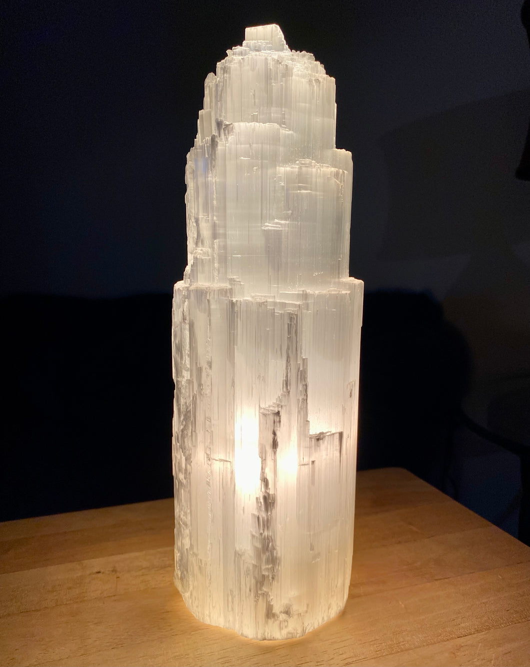 Selenite Crystal Lamp - Large Nightlight w/ Cord (12 Inches)
